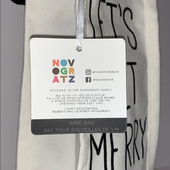 3/$12 Wine Canvas Bag ‘LET’S GET MERRY’ NWT - Picture 4 of 6
